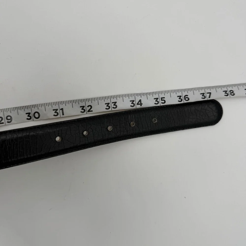 Vintage Made in Italy Black Leather Gold Buckle Belt Size L 6254